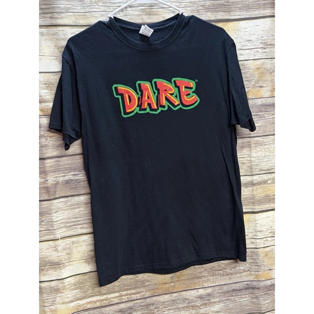 Vintage Rare DARE Black Short Sleeve T-Shirt Men's Medium Black Bright Colors